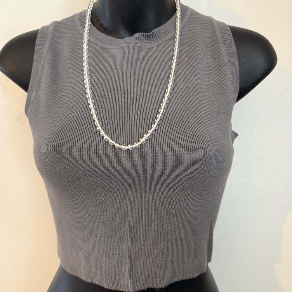 Zara Gray Fitted Crop Tank Top